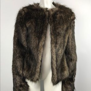 Yoki Women's Coat Faux Fur Jacket Brown Size S